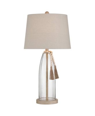 Tibet 27" Tall Modern Coastal 3-Way Table Lamps Set of 2 Clear Glass Living Room Bedroom Bedside Nightstand