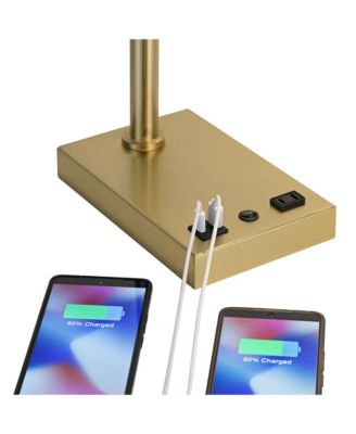 Keegan 24 1/2" High Modern Desk Lamp Adjustable USB Port AC Power Outlet Gold Brass Finish Metal Charging