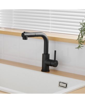 Sink Faucet, Black Kitchen Faucets with Pull out Sprayer, Bathroom Sink Faucets Mini Bar Prep Faucet