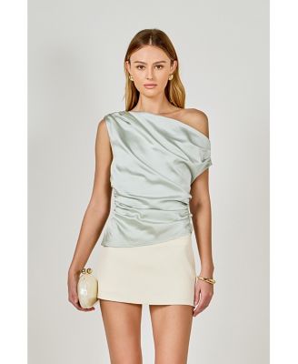 Women's A-symmetrical Off The Shoulder Satin Top