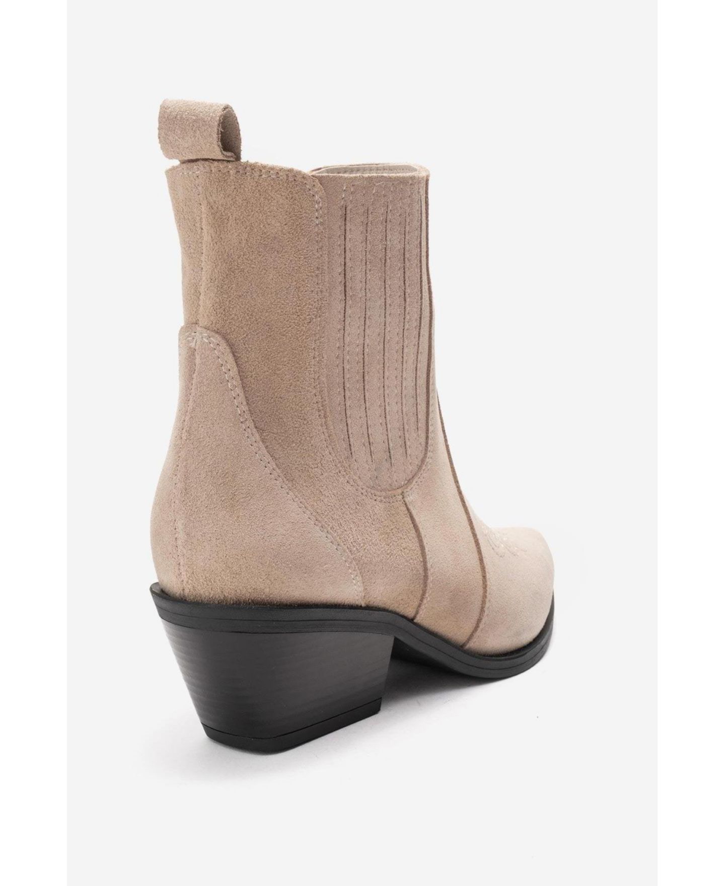 Женские ботинки Forever & Always Shoes Julieta Leather Block Heel Western Boot, цвет: Бежевый замшевый — фото 5