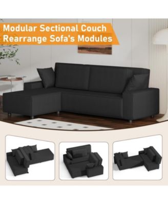 96" Oversized Corduroy Sectional Sofa, L-Shaped Couch with Chaise for Living Room