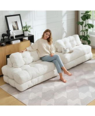 79" Folding Sofa Bed, 3-in-1 Convertible Sleeper Chair with Pillow, Floor Couch