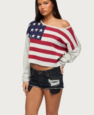 Women's Usa Off Shoulder Sweater