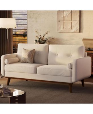 65" Loveseat Sofa, 3-Seater Deep Seat Couch with Linen Upholstery for Small Spaces