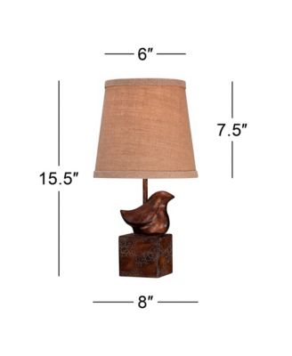 Rustic Farmhouse Accent Table Lamp 15 1/2" High Set of 2 Sculptural Crackle Drum Shade for Bedroom House