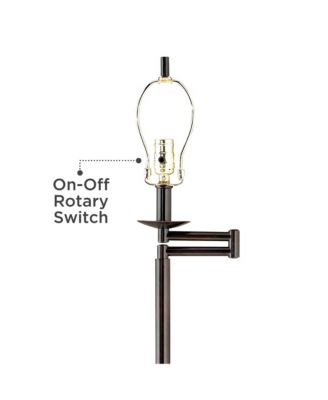 Modern 60" Tall Standing Floor Lamp Skinny Adjustable Swing Arm Metal Bronze Finish Pleated