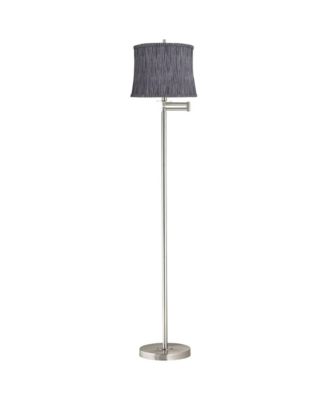 Druckman Modern Tall Standing Floor Lamp Adjustable Swing Arm Metal Brushed Nickel Finish Drum Kensing
