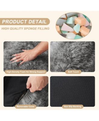 Bean Bag Chair, Adult Bean Bag Couch with Armrest, Soft Fluffy Faux Fur Beanbag Chair for Reading, Plush Lazy Sofa High-Density Foam Floor Sofa for Living Room