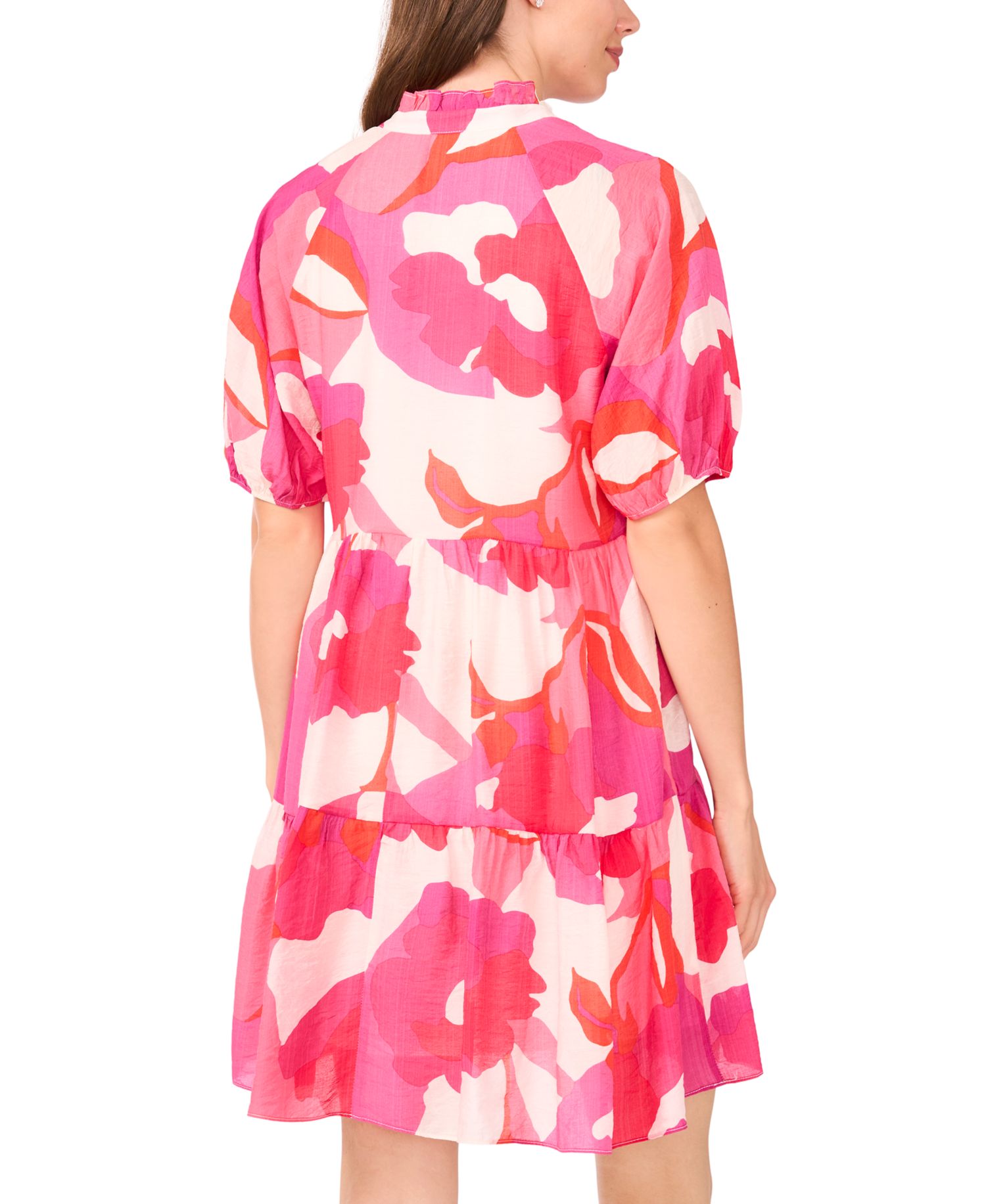 Petite Puff-Sleeve Tiered Shift Dress