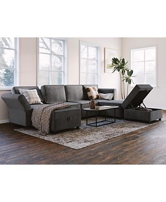 Modular Sectional Sofa with Ottomans, 7-Seat U-Shaped Chenille Sleeper Couch with Storage