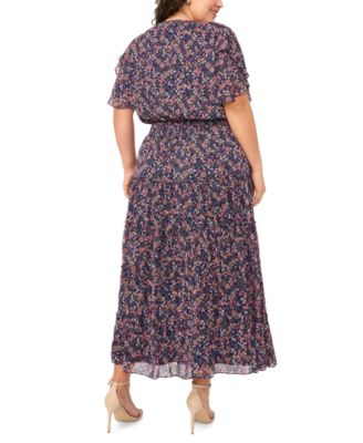 msk rhinestone-trim chiffon popover dress Msk Women's Blue Rhinestone-Trim Chiffon Popover A-Line Dress Size S