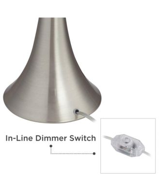 Gerson Modern Table Lamps Set of 2 with Round Risers 25 1/2" High Brushed Nickel Dimmers LED Drum Shade for Bedroom Living Room