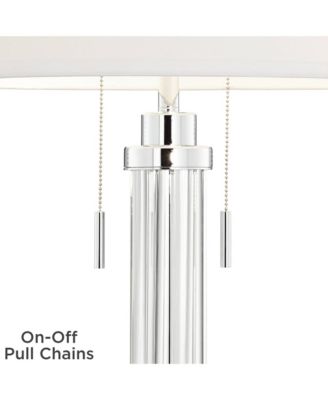 Cadence Modern Table Lamp with Square Riser 33" Tall Glass Column Shade for Bedroom Living Room Bedside Nightstand Office