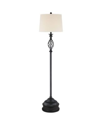 Annie Rustic Floor Lamp with Riser 67 1/2" Tall Iron Scroll Cream Hardback Drum Shade