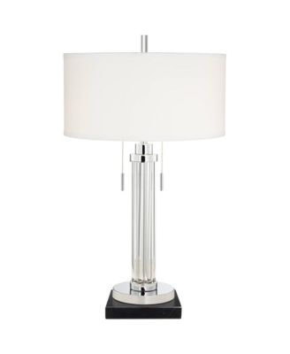 Cadence Modern Table Lamp with Square  Marble Riser 30" Tall Glass Column  Shade for Bedroom Living Room Bedside Office