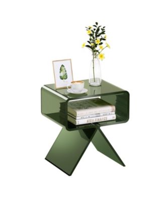 Acrylic Nightstand Side Table with Storage Shelf for Bedroom