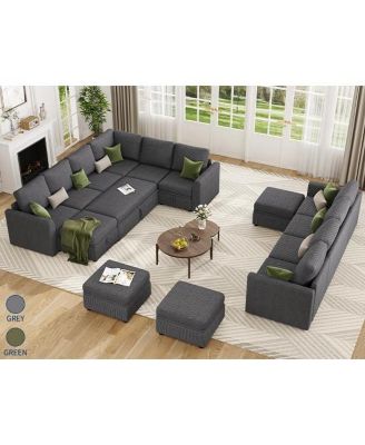 Sectional Sleeper Sofa, Corduroy Couch with Pull-Out Bed and Storage, Tool-Free Assembly