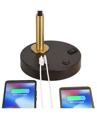 Keller 24" High Small Modern Desk Lamp USB Port AC Power Outlet  Brass Finish Metal Home Office Charging