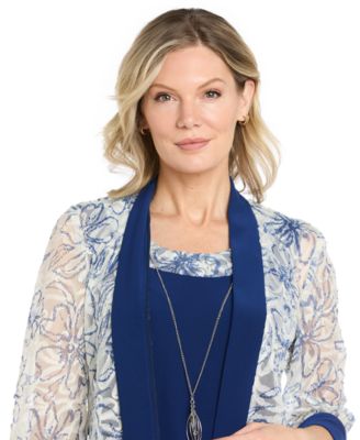 Women's Printed Jacket & Crewneck Dress, 2-Piece Set
