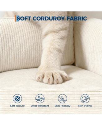 86" Corduroy Sofa, Modern Deep Seat Couch with Pillows and Removable Cover