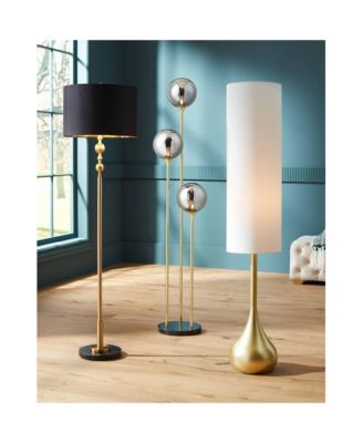 Arielle Mid Century Modern 67" Tall Standing Floor Lamp Tree Metal Brass Finish Bubble Glass  Shade