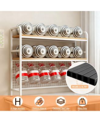 2-Tier Desktop Hutch Bookshelf Metal Grid Panel Storage Organizer