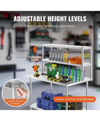12 x 48 in Double Overshelf Adjustable Stainless Steel Storage Shelf
