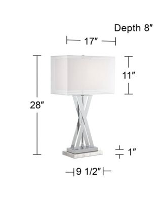 Proxima Modern Table Lamp with Marble Riser 28" Tall Chrome Silver Metal Double Shades for Bedroom Living Room House Home