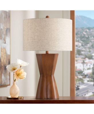 Tri 30" Tall Large Modern End 3-Way Table Lamp Faux Wood Finish Single  Shade Living Room Bedroom