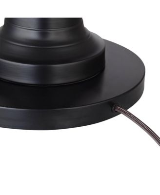 Spenser Rustic Farmhouse Floor Lamp with Riser 62 1/2" Tall Oiled Bronze Metal Linen Empire Shade for Living Room Bedroom Home