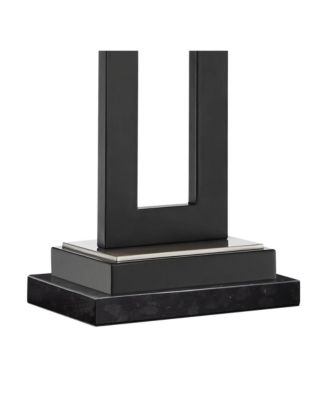 Neil Modern Table Lamp with Marble Riser 26" High Two Tone USB Charging Port Rectangular Shade for Bedroom House Home Desk