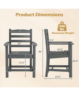 Set of 2 HDPE All-Weather Patio Dining Chairs with Wide Armrests