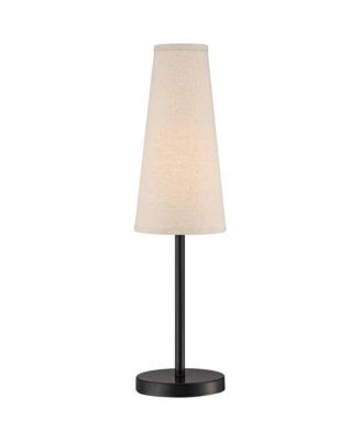 Modern Table Lamp 26" High Espresso Metal Linen Cone Shade for Bedroom Living Room Home Bedside Nightstand Office