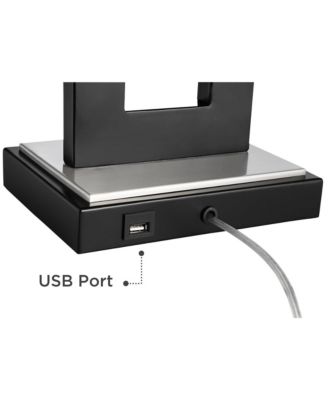 Neil Modern Table Lamp with Marble Riser 26" High Two Tone USB Charging Port Rectangular Shade Bedroom for Bedroom Living Room Desk