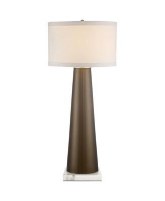 Karen Modern Table Lamp with Square Marble Riser 36" Tall Dark Gold Glass  Shade for Bedroom Living Room Nightstand