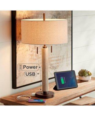 Hugo 28 1/2" Tall Rustic End Table Lamps Set of 2 USB Port Pull Chain