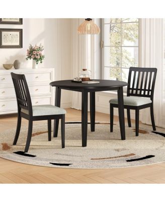 3-Piece Folding Round Dining Table Set, 2-Chair Kitchen Nook Set