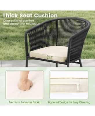 Set of 4 Cushioned Patio Dining Chairs with Curved Backrest and Armrests