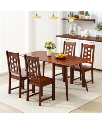 Set of 2 Solid Rubber Wood Dining Chairs with High Back