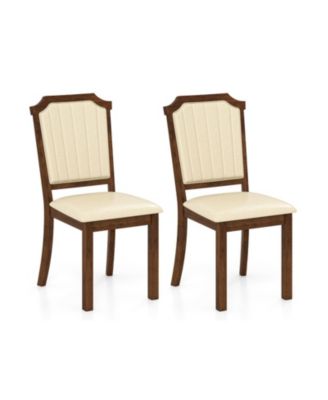 Set of 2 PU Leather Dining Chairs with Rubber Wood Frame and Padded Seat