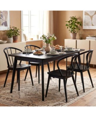 Set of 2 Windsor-Style Spindle-Back Dining Chairs with Wide Contoured Seat