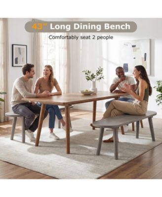 Solid Wood Farmhouse Dining Bench with Rubber Wood Legs