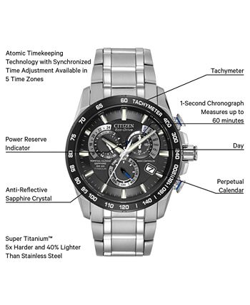 Citizen - Men's Chronograph Eco-Drive Titanium Bracelet Watch 43mm AT4010-50E