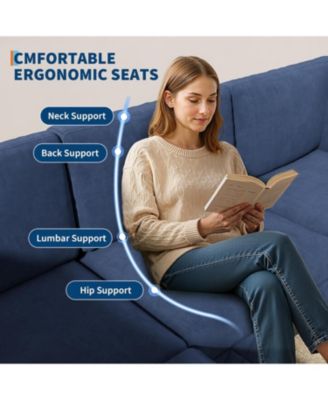 103" Modular Sectional Sofa, L-Shaped Velvet Cloud Couch, 4-Seat Upholstered Sofa