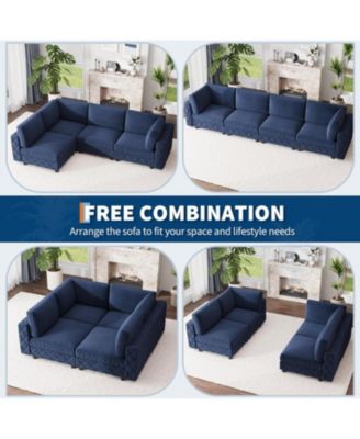 103" Modular Sectional Sofa, L-Shaped Velvet Cloud Couch, 4-Seat Upholstered Sofa