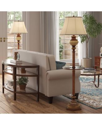 Hyde Park Vintage Rustic Floor Lamps with Glass Tray Tables 65" Tall Set of 2