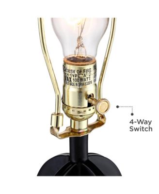 Marcel Industrial Table Lamps 24 1/4" High Set of 2 with USB Charging Port and Nightlight LED Shade for Bedroom Bedside Desk