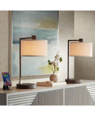 Colby 21" High Modern Desk Lamps Set of 2 USB Port AC Power Outlet Smart Socket