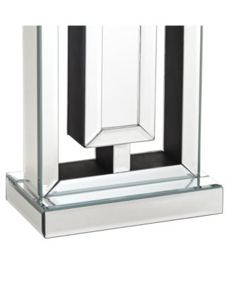 29" Tall Rectangular Modern End Table Lamp Mirrored Glass Finish Metal Living Room Bedroom